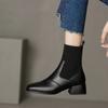 Осенне-зимние эластичные ботильоны женские модные вязаные короткие ботинки женские туфли на высоком каблуке повседневная обувь Botas De Mujer