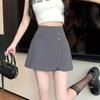 Women's Summer High-Waist A-Line Skirt Pants with Irregular Slits and Slim Design