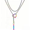 Colorful Love Double-layer Necklace, Niche Style Y-chain Collarbone Chain, Stainless Steel Does Not Fade
