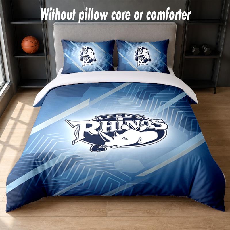Leeds Rhinos Design Bed Bedding Set 1 Duvet Cover + 2 Pillowcases Soft Breathable Household Bed Linens
