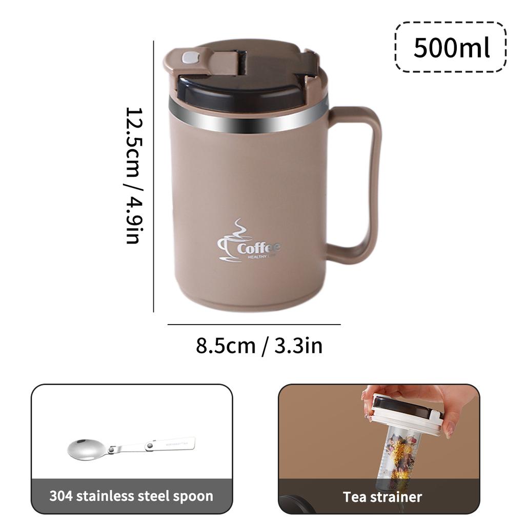 WORTHBUY Double Layer Coffee Cup 304 Stainless Steel Thermal Coffee Mug Leak Proof Drinking Cup With Tea Strainer Drinkware