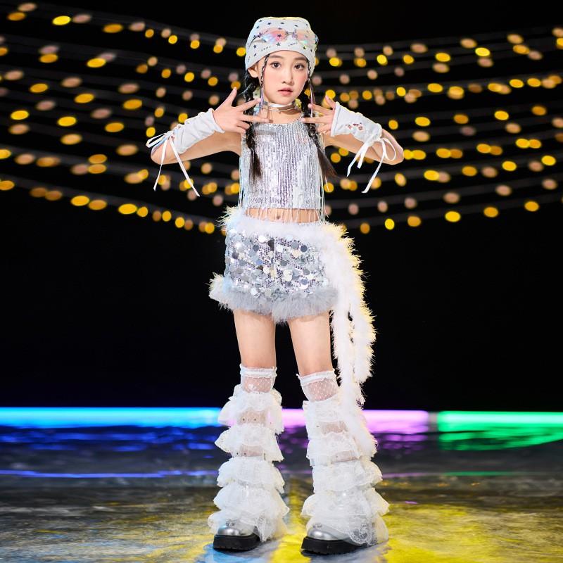 Girls Hip Hop Dance Outfit Jazz Performance Set Kids Cool Streetwear Stage Show