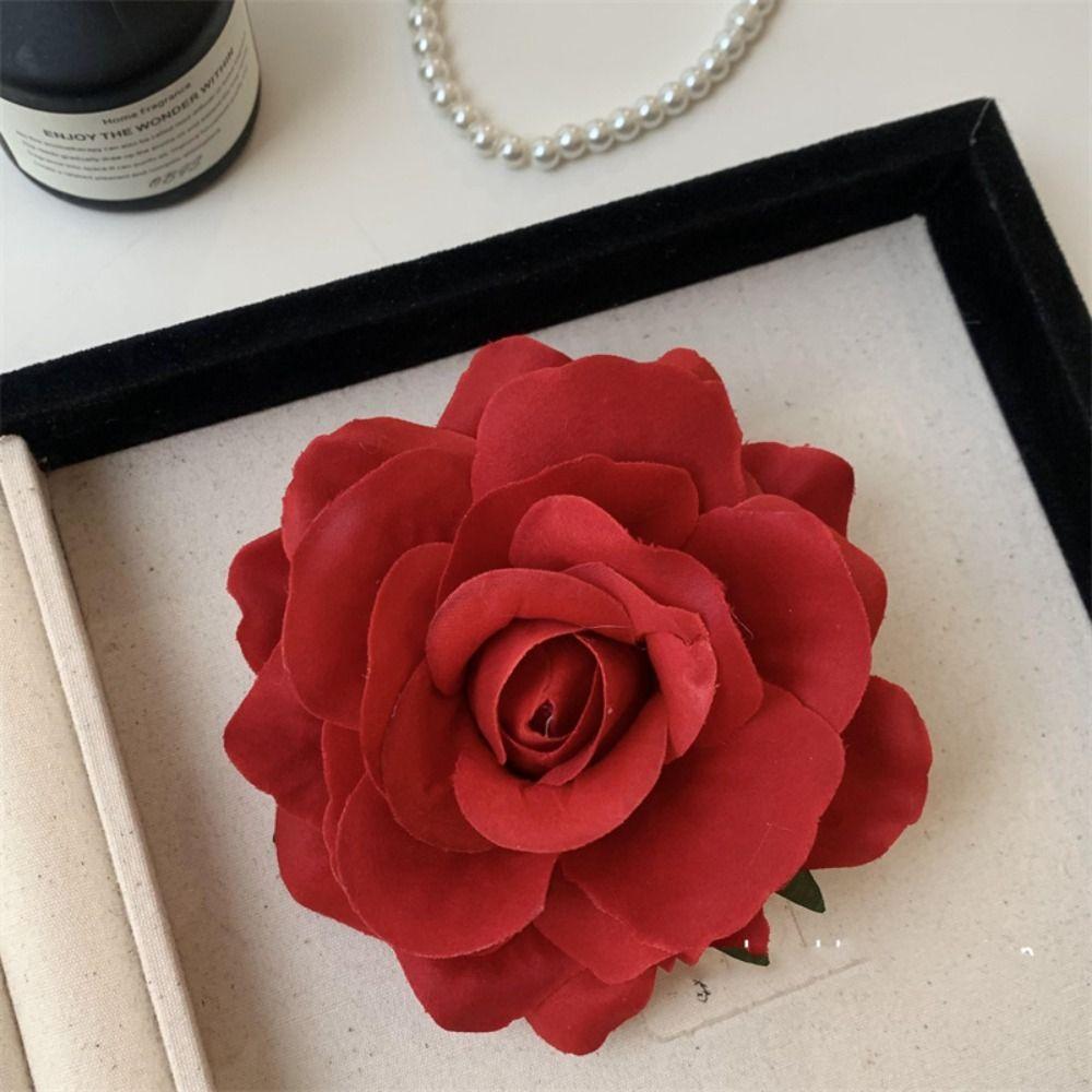 Cloth Red Rose Hairpin Bohemian Style Girl Hair Clip Sweet Flower Hair Clip Summer