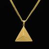 Hip Hop 18 K Gold Plated Ancient Egyptian Pyramid Necklace Egyptian Greek Key Design Pendant