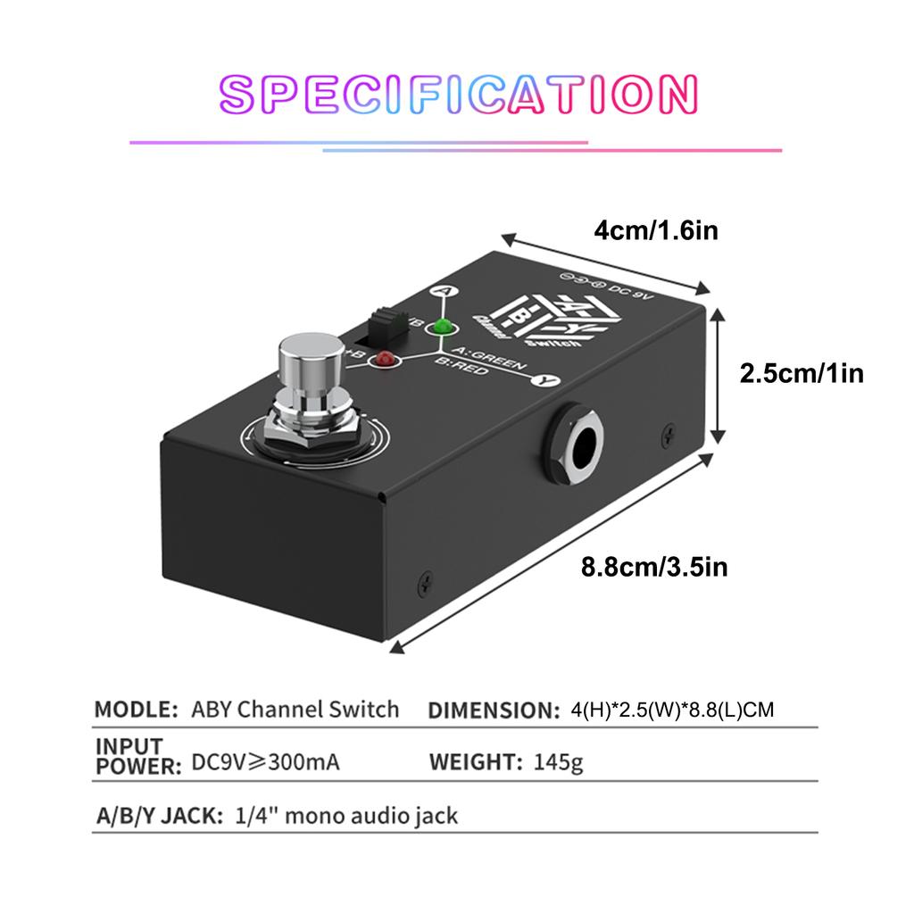 Guitar Pedals ABY Box Line Selector AB Switch Mini Guitar Effect Pedal Bidirectional Transmission Metal Casing Anti