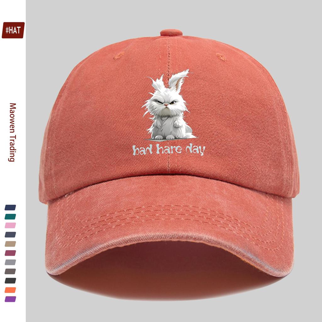pc Cute Rabbit Print Baseball Cap Adorable Headwear Hat Comfortable and Lightweight Dad Hat Adjustable Snapback Strap Truck