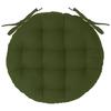 Galette De Chaise - Kaki - Ronde - 38 Cm - 100% Coton - Non Déhoussable