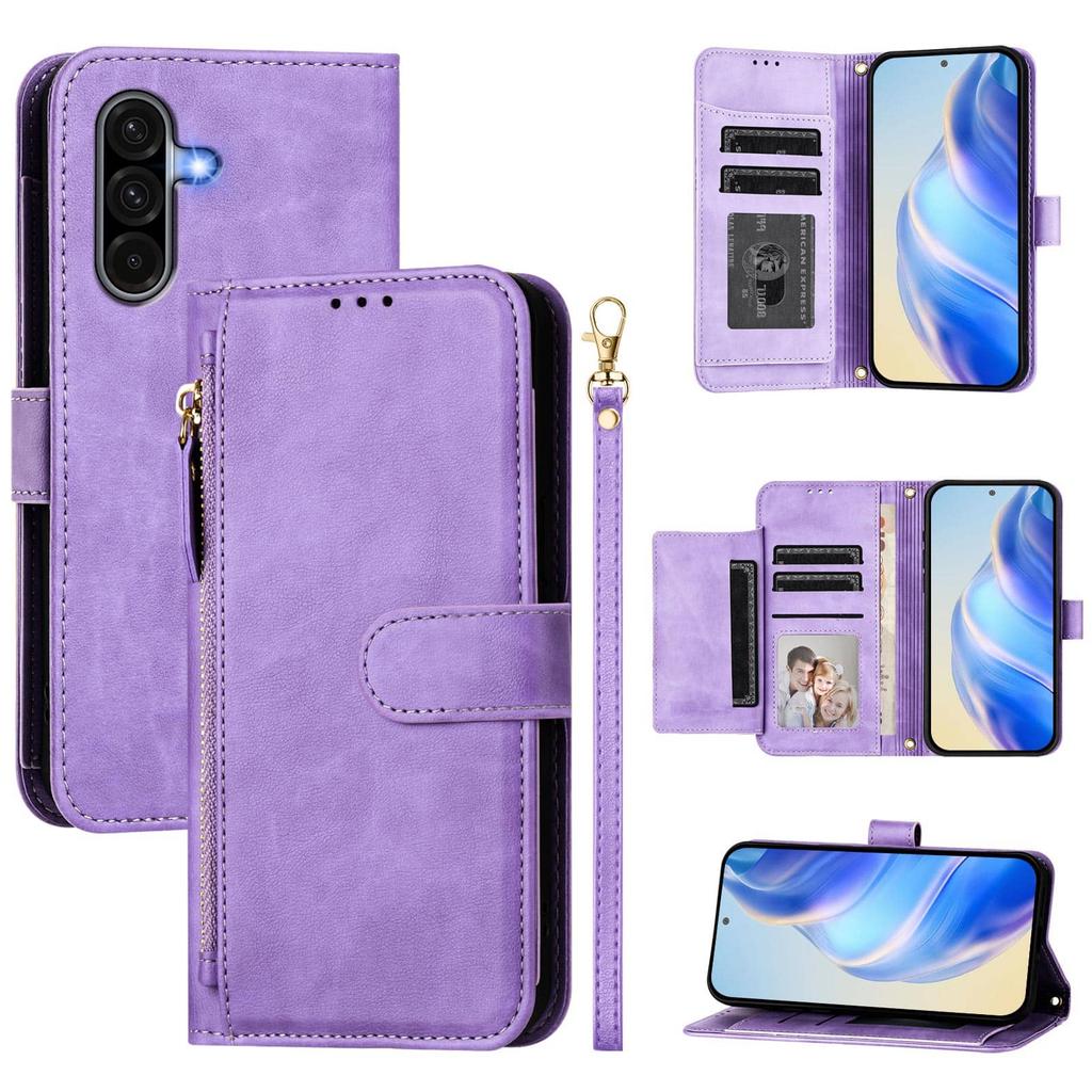 Для Samsung Galaxy A15 A16 A25 A26 A32 A36 A53 A56 A73 Кошелек-чехол со слотом для карт и молнией, книжка-флип с ремешком-шнурком, подставка