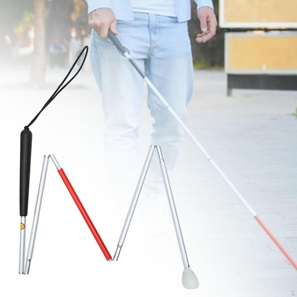 Blind Cane Walker Folding Elderly Lightweighted Aluminum Alloy Trekking Pole 4 Section 112cm