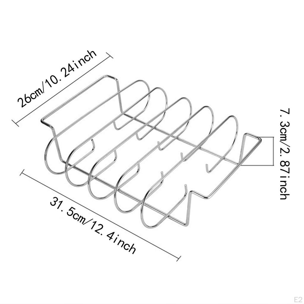 Rib Grill Rack with 4 Slots Accessories Sturdy for Smoking Versatile Space Saving 26x31.5x7.3cm