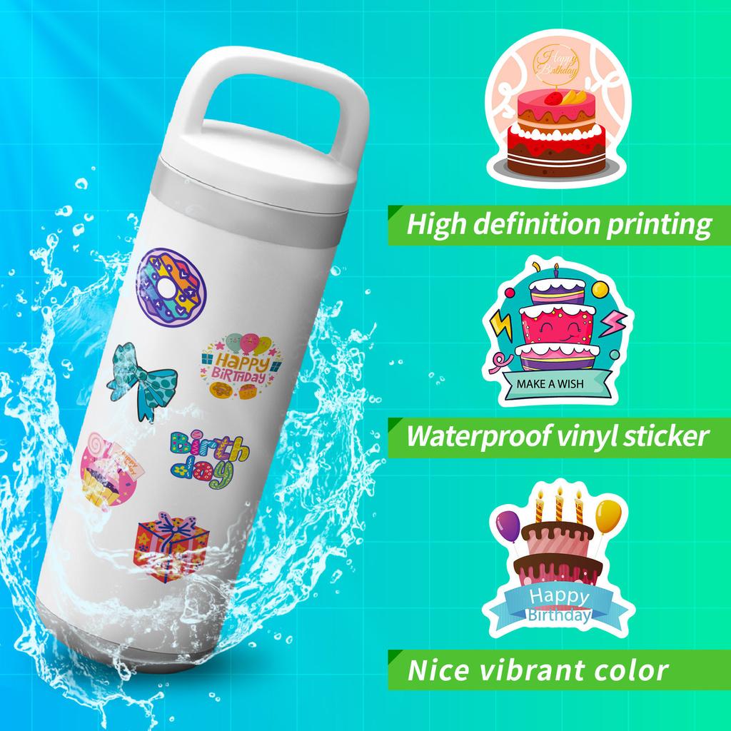 100 Stickers Birthday Cake Stickers Birthday Party Cake Balloon Candle Decoration Doodle Stickers 4 Pictures