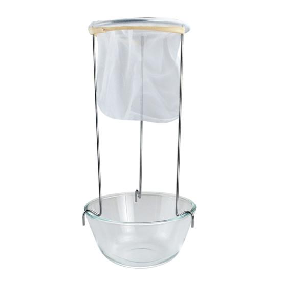 Подставка для сита для желе из нержавеющей стали с нейлоновым многоразовым фильтр-мешком, стабильный треугольный дизайн, держатель кухонного фильтра