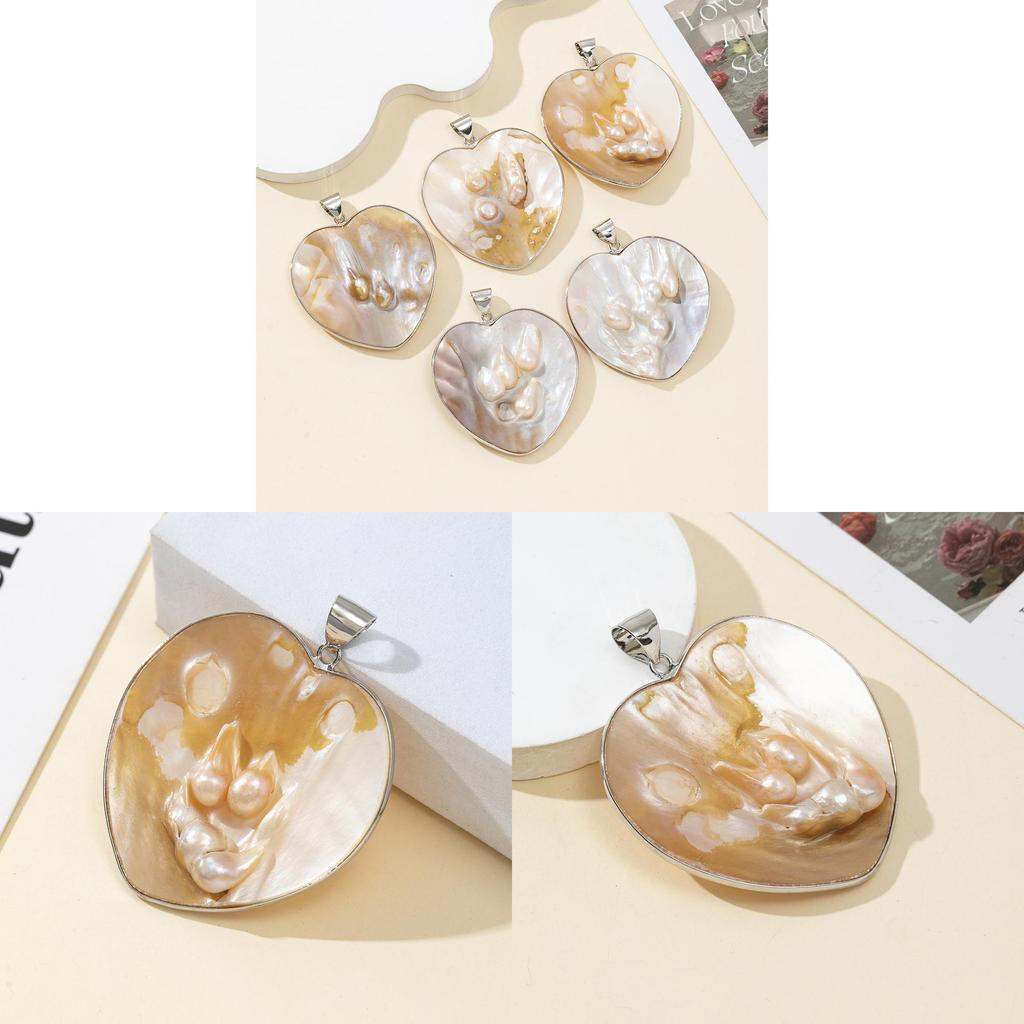Pearl Mother Of Pearl Heart Pendant Shell Jewelry Craft Accessory For Women