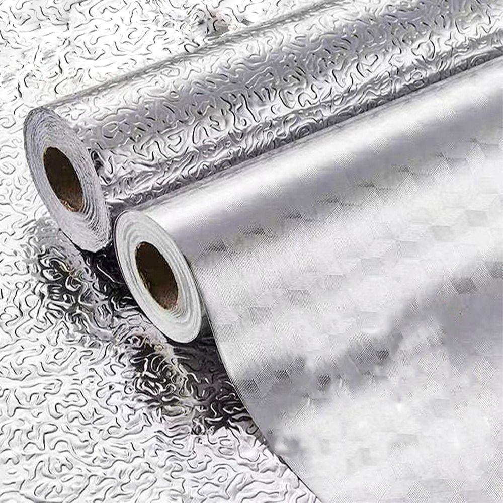 1 Roll Aluminum Foil Oil-proof Wallpaper High Temperature Cabinet Contact Paper  Home Kitchen