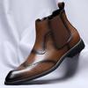 Классические мужские ботинки челси в стиле ретро, мужские кожаные ботинки-броги, модные короткие ботинки в британском стиле, универсальная повседневная деловая обувь