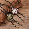 European-American Style Leather Rope Necklace with Drip Oil Horse Head Retro Bolo Tie Sweater Chain - Unisex Design