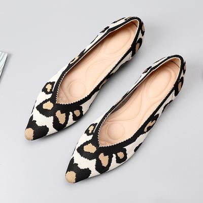 Весенние и осенние туфли-лодочки Doudou Boat Shoes 41 Flat Bottom 43 Large Size Женская обувь Knitted Flying Threads