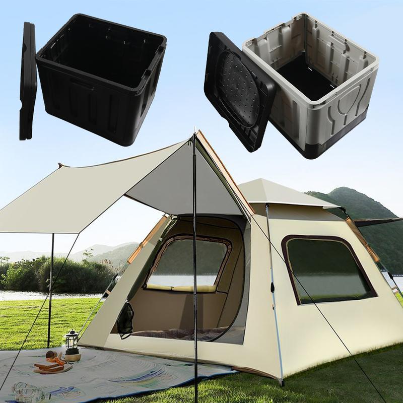 Portable Folding Toilet Kit for RV Camping Outdoor Travel Lightweight PP Material Multi-Purpose as Stool or Storage Black Grey