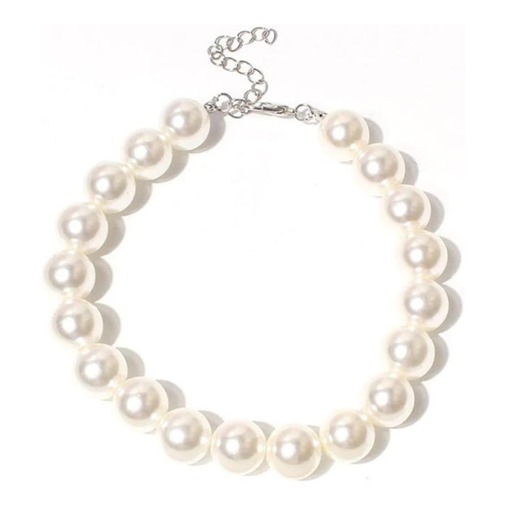 Adjustable Dog Collar Necklace Acrylic Pet Pearl Necklace Elegant Pearl Dog Collar Pet Supplies