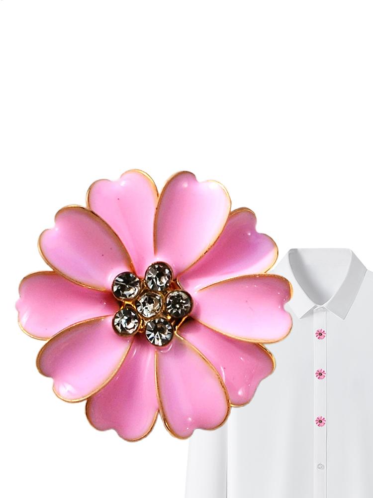 Button Covers Rhinestone Flower Shaped Decoration Button Cover Cufflinks for Women for Sewing Jeans Dress Fabric Blouse Clothing
