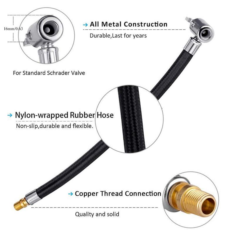 Быстросъемный патрон для шин, шланг, адаптер шланга для накачивания, портативный гибкий адаптер-удлинитель вентиля шины, шланг для насоса, быстрое накачивание