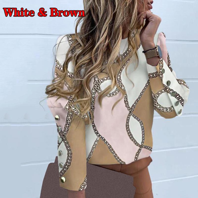 Женская блузка с пышными рукавами и пуговицами, рубашка с длинными рукавами, топы, блузка с круглым вырезом, повседневная уличная одежда, осень KTB