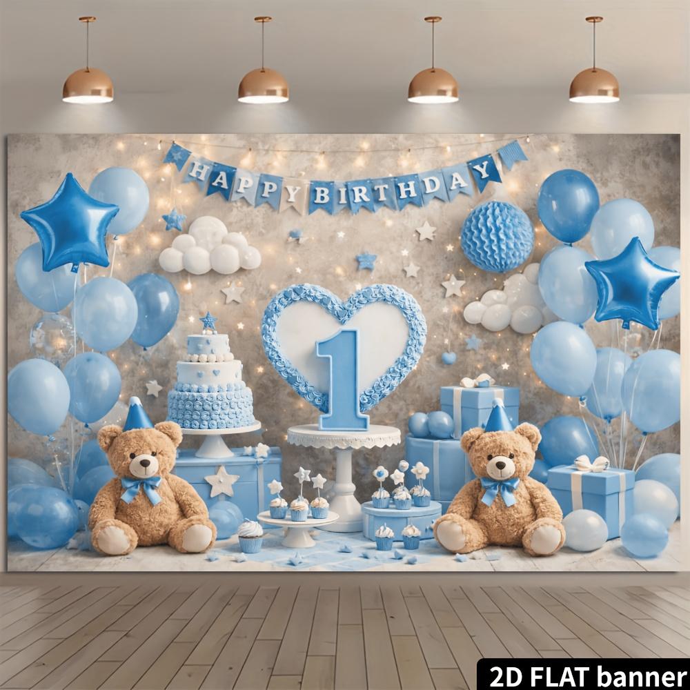 2D Plane Heart-shaped Number 1 Double Bear Birthday Background Cloth Heart-shaped Number 1zyc