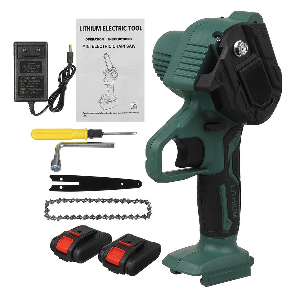 6 Inch Cordless Electric Pruning Saw Rechargeable One-handed Woodworking Tool Mini Green Chain Saw for Wood Cutting Spliting