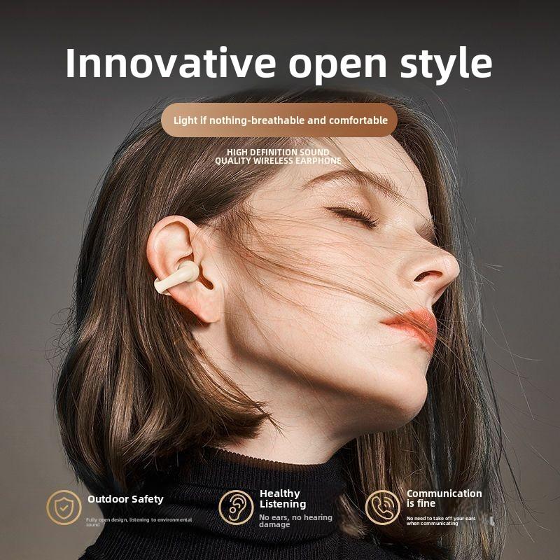 J04 Беспроводные наушники Bluetooth 5.4 с клипсой для ушей TWS стереонаушники с NFC, водонепроницаемость IPX4, надежная фиксация для занятий спортом