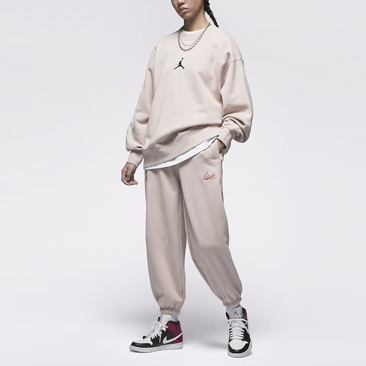 Jordan Свободные спортивные штаны с вышивкой Love Drawstring, женские спортивные штаны Fossil-Lime FD4804-292