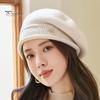 Ladies Winter Pile Hat Baggy Knitted Solid Color Elastic Retro Style Women Cap Anti-slip Warm Beret for Outdoor Activities Daily Wear