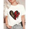 Футболка оверсайз Черный Лобстер Сердце Леопардовый принт Летняя Повседневная одежда