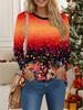 Tops for Women 3D Flower Print Round Neck Long Sleeve T-shirt Fall Casual Slim Pullover Women's Long Sleeve Top