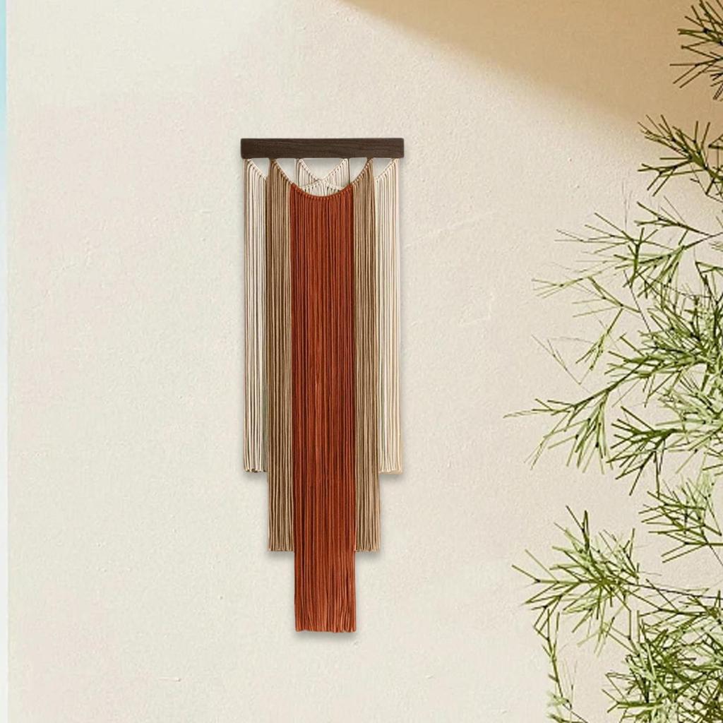 Boho Wall Hanging Handwoven Made of Wood And Polyester with Fringes Decorated Retro Design Suitable