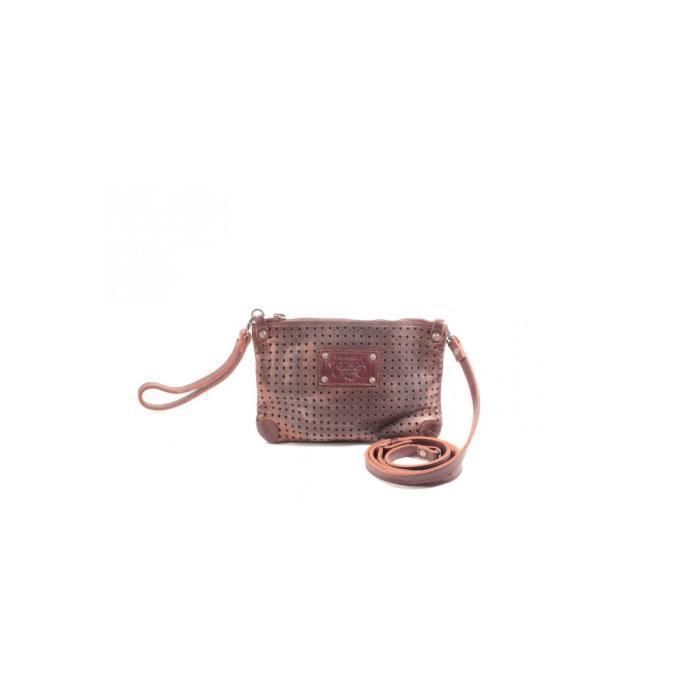 Sac Bandoulière - LE TEMPS DES CERISES - NAYA 4 - Cuir Cuivre - Amovible - Réglable
