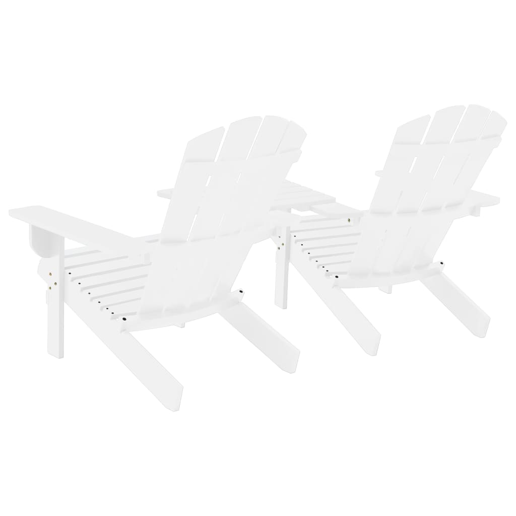 Adirondack Garden Chairs with Table Solid Fir Wood White