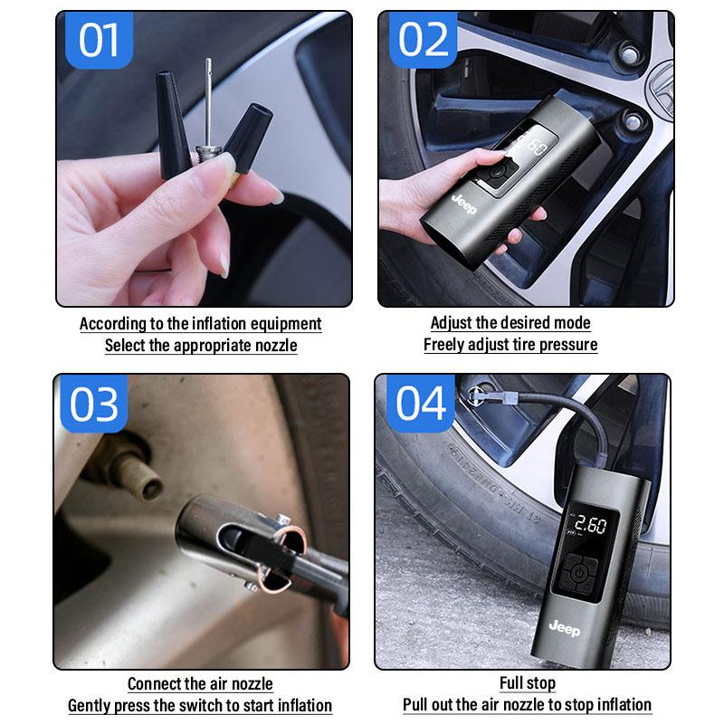 1Pcs Car Tire Inflator Smart Digital Inflatable Pump Emblem Accessories For Jeep Wrangler Grand Cherokee Renegade Tyre Stem Air Caps