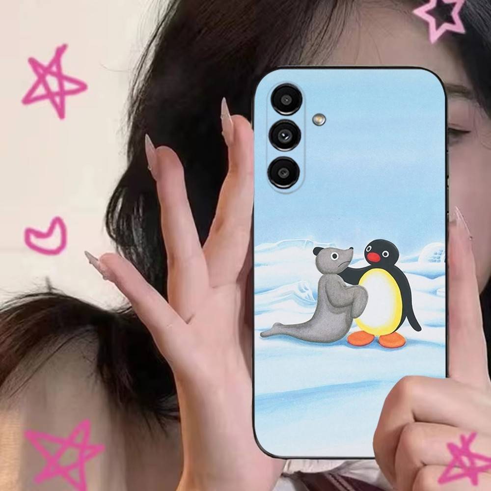 Happy P-Pingu Penguin Phone Case For Samsung S24,S21,S22,S23,S30,Ultra,S20,Plus,Fe,Lite,Note,10,9,5G Black Soft Cover