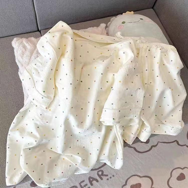 Хлопковая пижама женская тонкая милая мультяшная с короткими рукавами шорты свободный домашний костюм можно носить на улице
