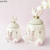 Современные керамические банки для хранения в форме кролика, емкости для закусок и конфет, креативные домашние банки для чая и кофе с крышкой, контейнеры для хранения, бутылки для специй