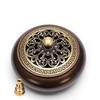 Azumafy Incense Burner, Incense Holder, Copper, Antique-Style, Round, with Lid, Stylish Interior Decoration for Tea Ceremony, Meditation, Buddhist