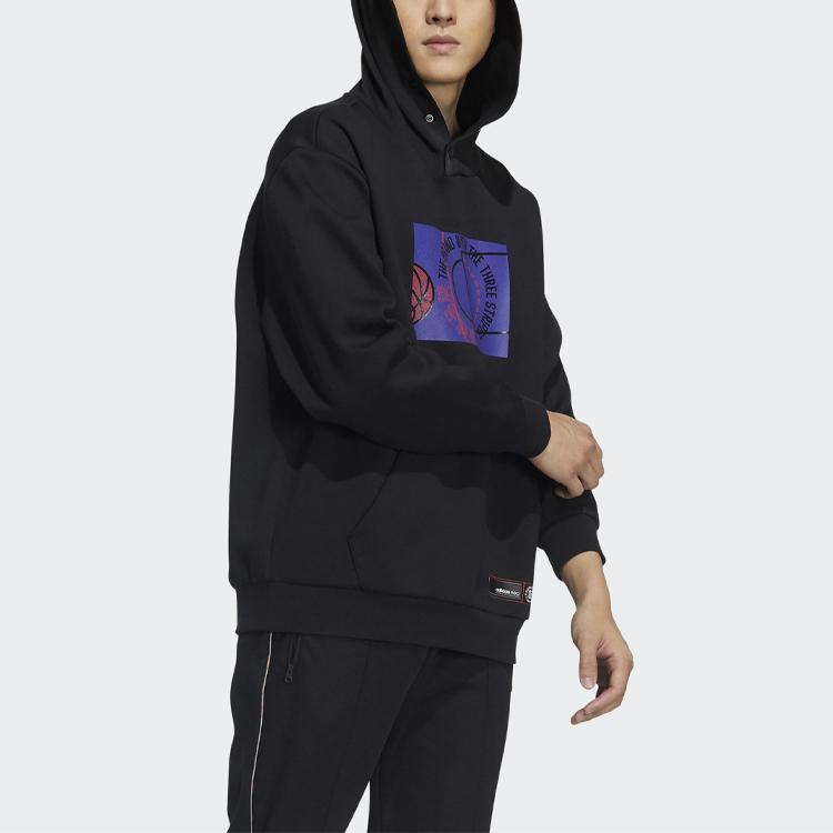 Adidas Neo Casual Pattern Print Loose-Fit Hoodie Men Tops Black GP4790