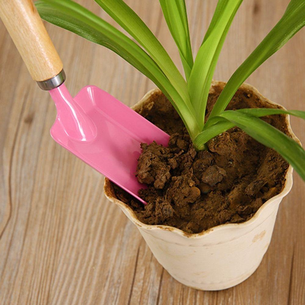 3Pcs Trowel Rake Shovel Children Garden Tool with Wooden Handle Small Shovel Rake Kit Yard