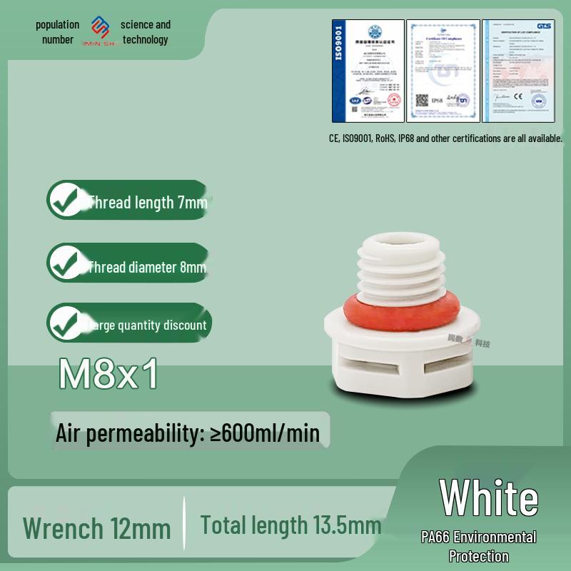M12 Waterproof Breathable Nylon Automatic Vent and Pressure Relief Valve for Fermentation