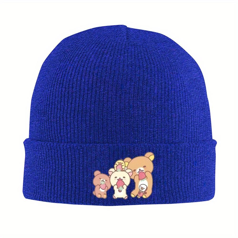 1pc Rilakkuma Family Strawberry Party Beanie Hats Bonnet Hats Adult Cool Gym Knitted Hat Spring Graphic Warm Soft Caps