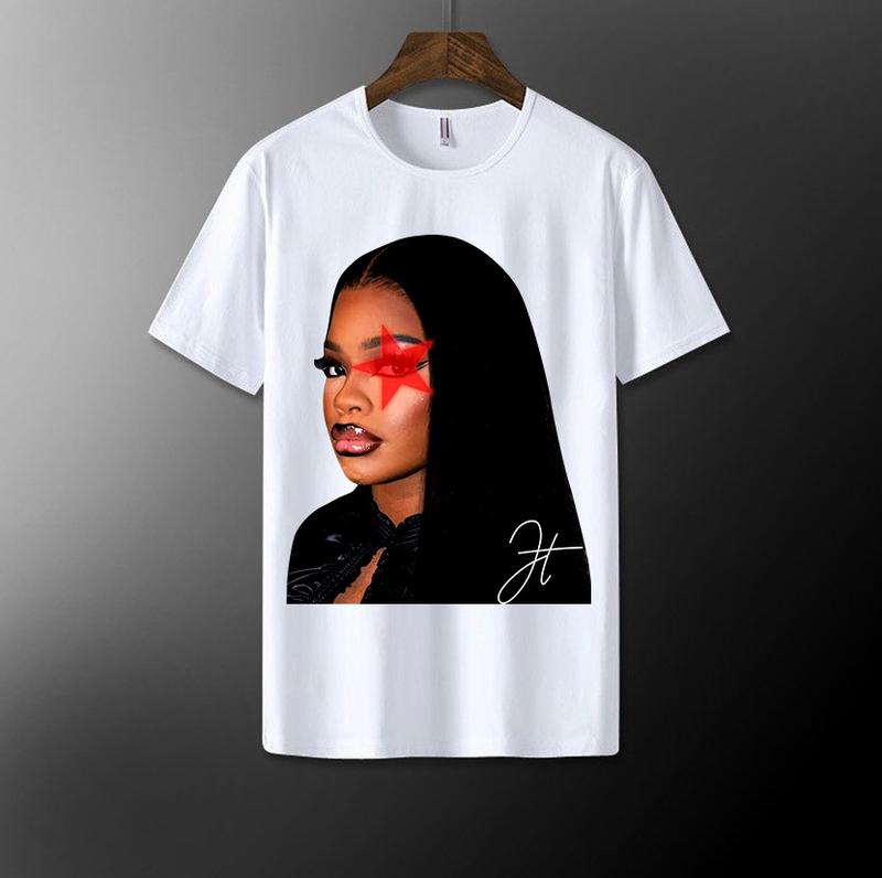 Jt Big Face Red Star Pink Graphic Unisex T-shirt Fabric Womenswear Fits Summer Unisex T-shirt