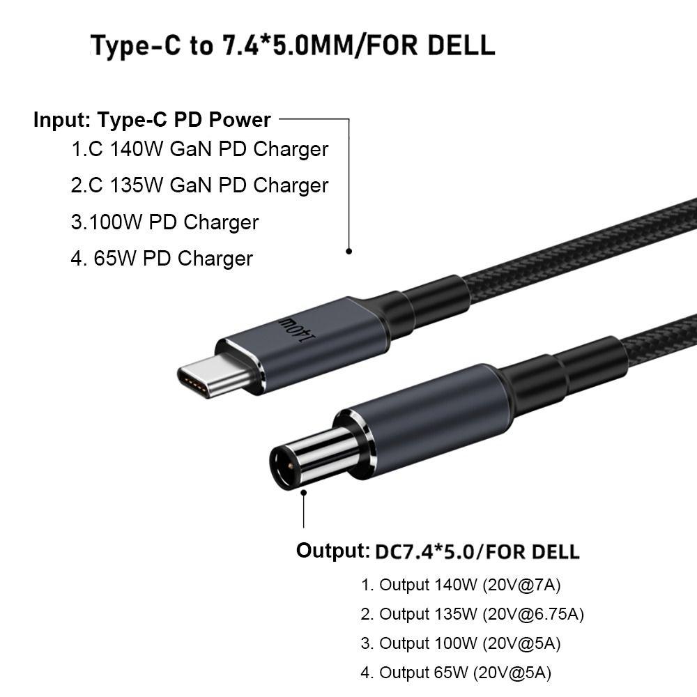 180CM Laptop USB Type C To DC Cable 20V 7A Power Supply Cord for HP/Dell/Asus Home Office