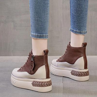 Весенне-осенняя обувь Женские модные кроссовки Натуральная кожа Обувь, увеличивающая рост 8 см Платформа Брендовые женские кроссовки