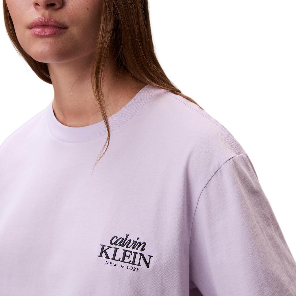 Calvin Klein Женская футболка с логотипом, круглый вырез, свободная, короткий рукав, топ 47F801G-3OQ