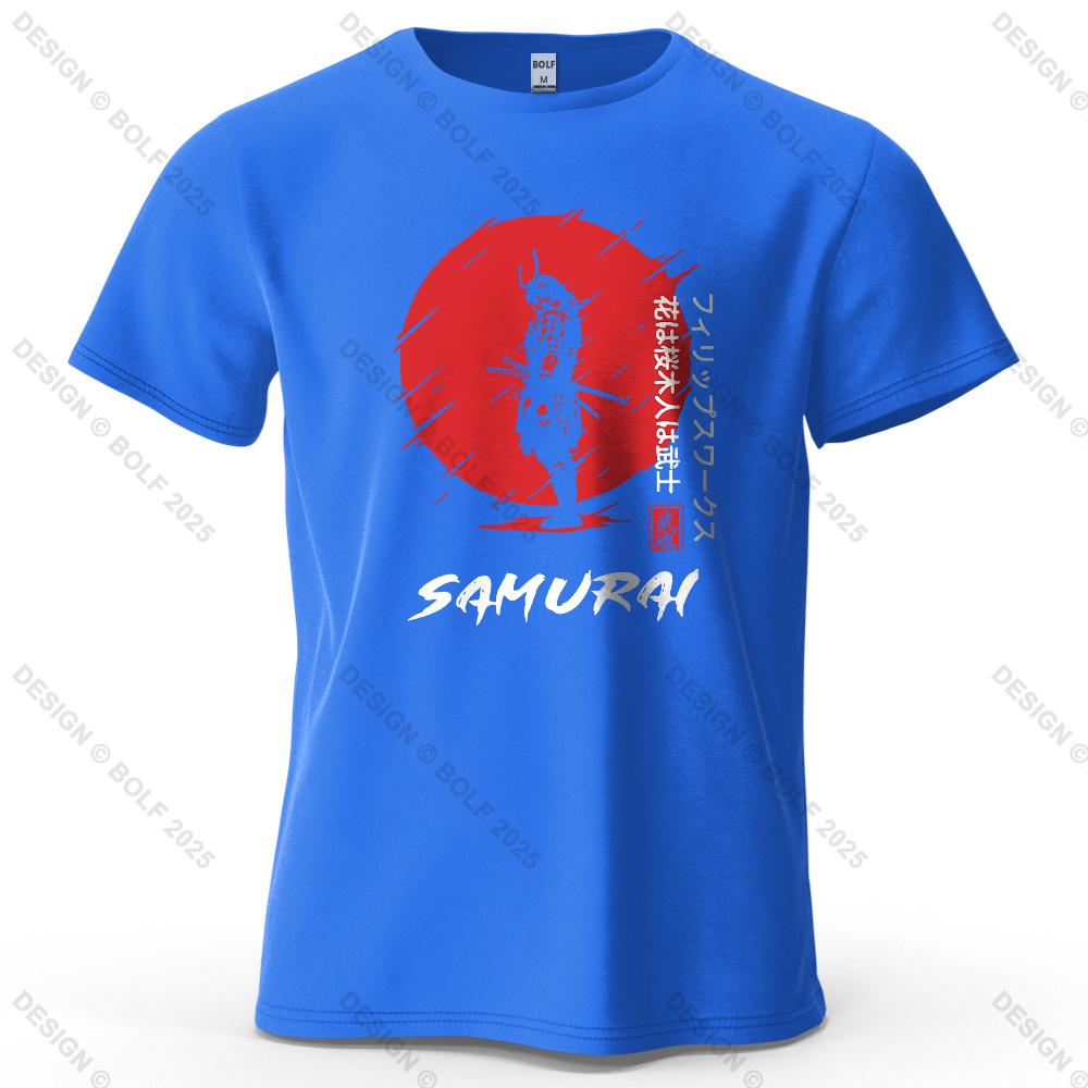 cotton t-shirt Sunset Samurai Majestic Printed Men's T-Shirt 100% Cotton Oversized Oriental Style Graphic Tees for Women Tops Tees Streetwear